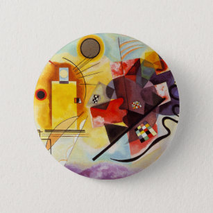 Kandinsky Yellow Red Blue Abstract Painting Button