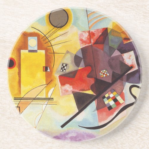 Kandinsky Yellow Red Blue Abstract Painting Coaster