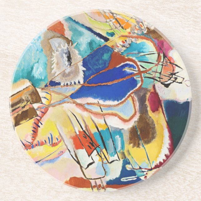 Kandinsky Yellow Red Blue Abstract Painting Modern Coaster (Front)