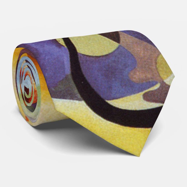 Kandinsky Yellow Red Blue Abstract Tie (Rolled)