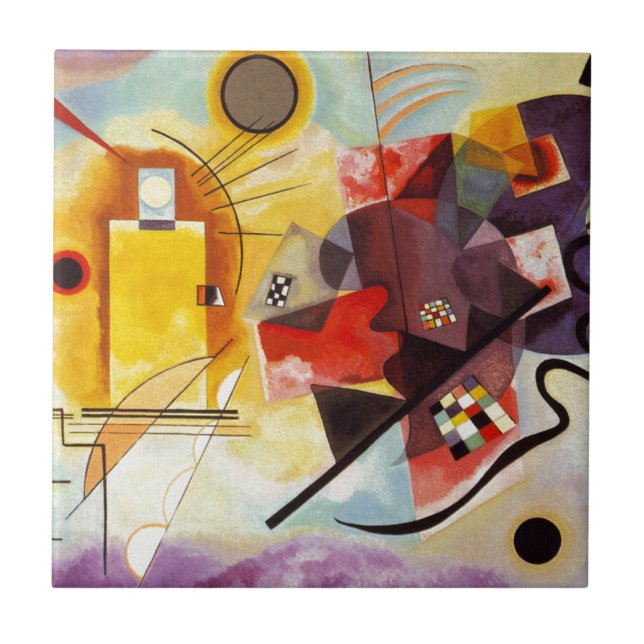 Kandinsky Yellow Red Blue Ceramic Tile (Front)