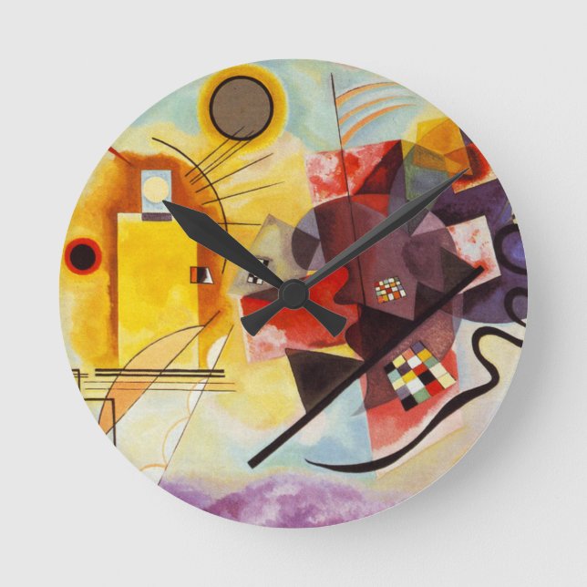 Kandinsky Yellow Red Blue Round Clock (Front)