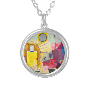Kandinsky Yellow-Red-Blue Silver Plated Necklace