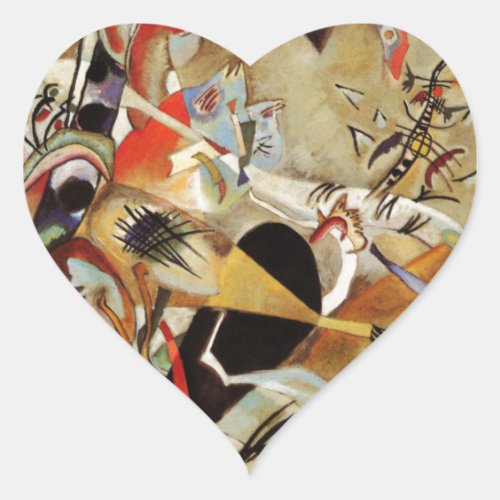 Kandinskys Abstract Composition Heart Sticker