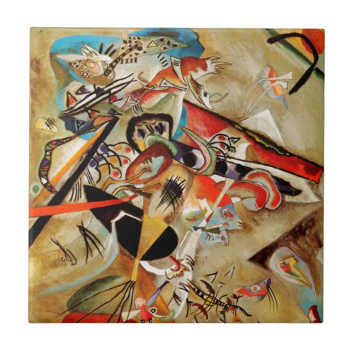 Kandinskys Abstract Composition Painting Ceramic Tile