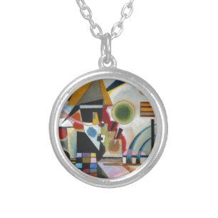 Kandinsky's Abstract Painting Swinging Silver Plated Necklace