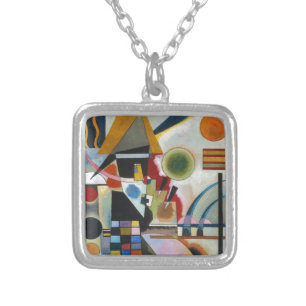 Kandinsky's Abstract Painting Swinging Silver Plated Necklace
