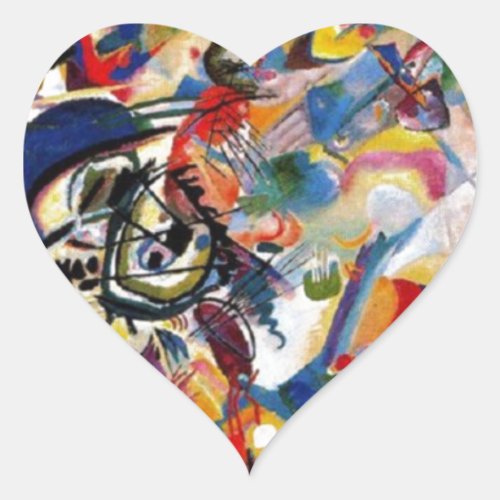 Kandinskys Composition VII Heart Sticker