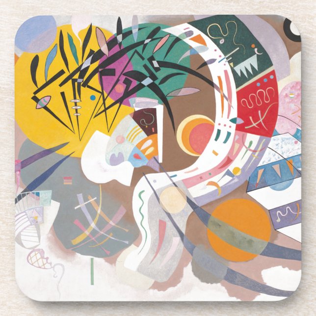 Kandinsky's Dominant Curve Abstract Art Painting Beverage Coaster (Front)