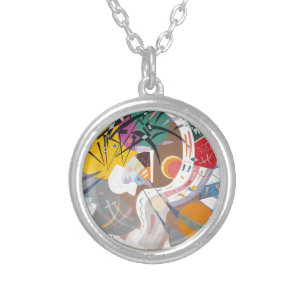 Kandinsky's Dominant Curve Abstract Silver Plated Necklace