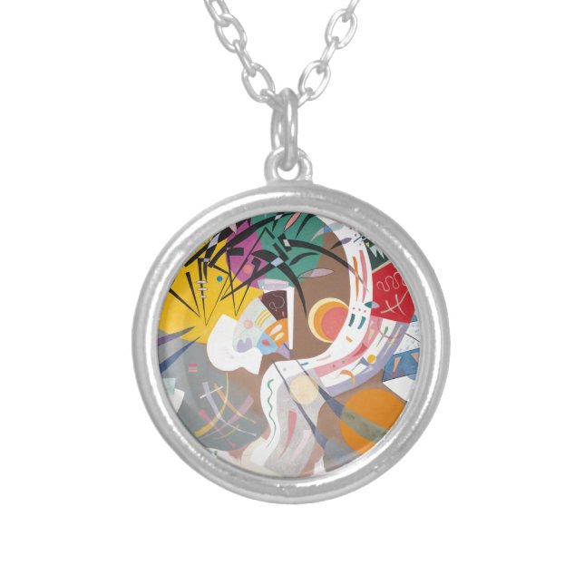 Kandinsky's Dominant Curve Abstract Silver Plated Necklace (Front)