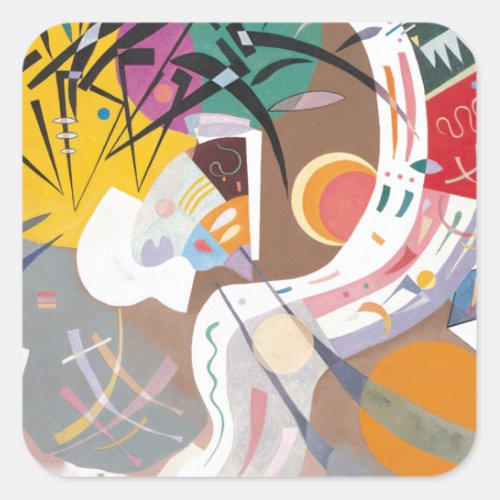 Kandinskys Dominant Curve Abstract Square Sticker