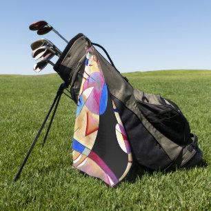 Kandsinsky Abstract Cubism, pinks and blues, Golf Towel