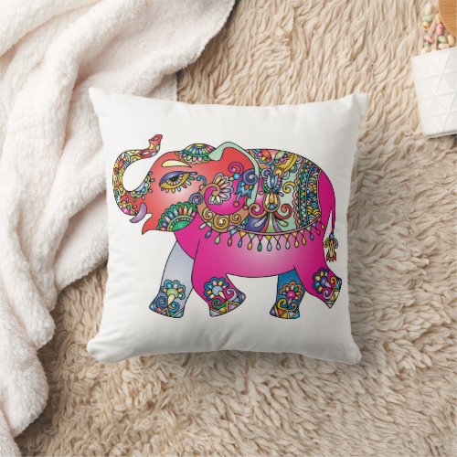 Kandy  olorful pink Elephant Throw Pillow