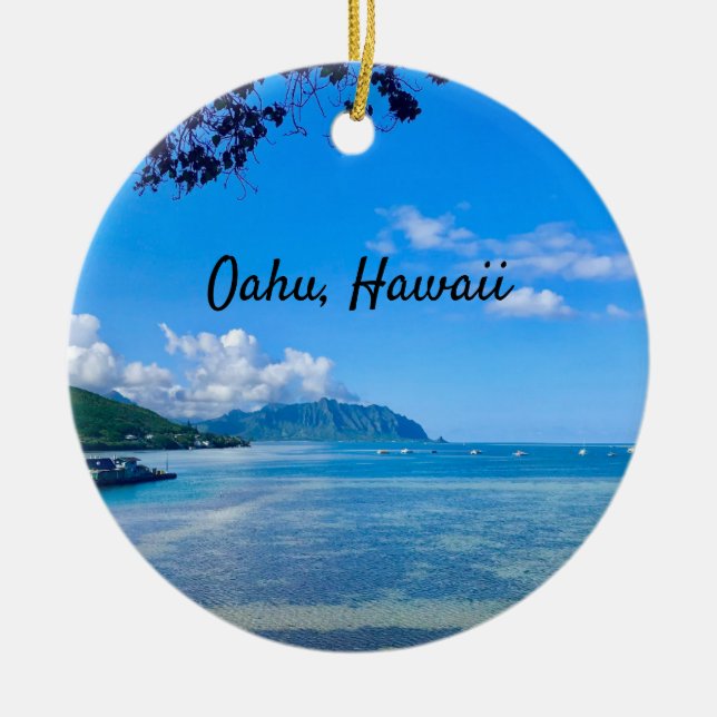 Kaneohe Bay, Oahu  Ceramic Ornament (Front)