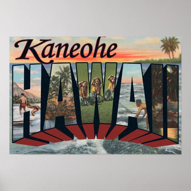 Kaneohe, Hawaii - Large Letter Scenes Poster (Front)