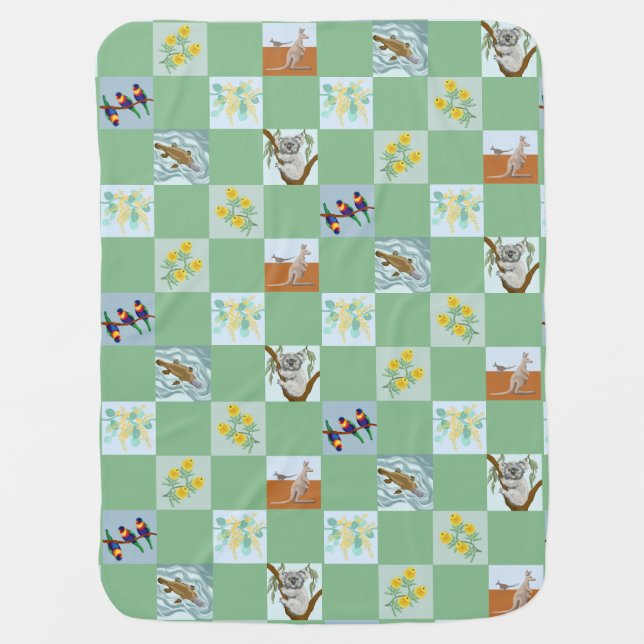 Kanga Koala Platypus and friends Aussie Baby Blanket (Front)