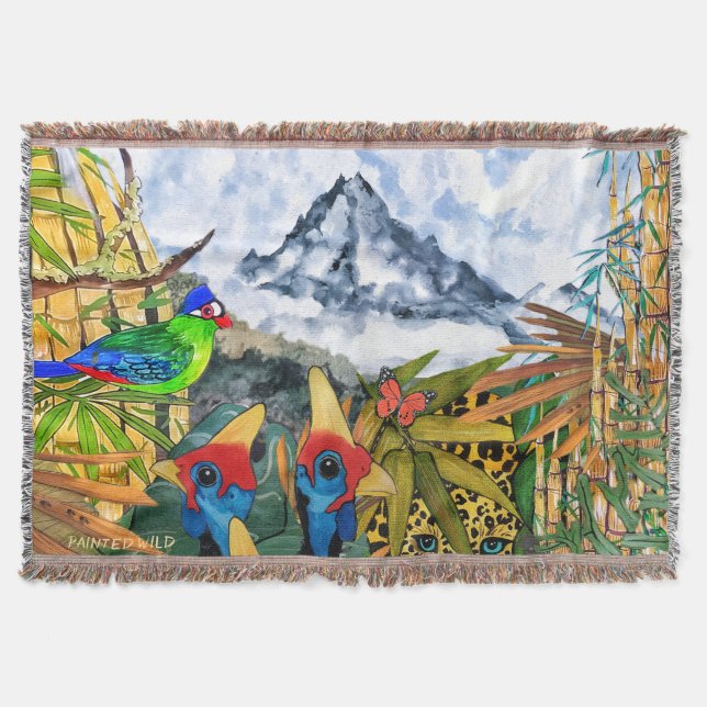 Kanga Mountain Wildlife Throw Blanket (Front)