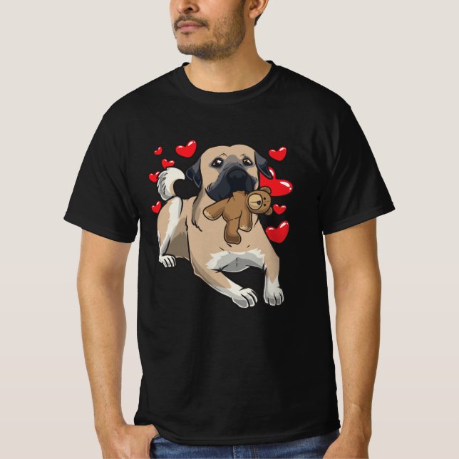 Kangal dog with stuffed animal and many hearts T-Shirt (Front)