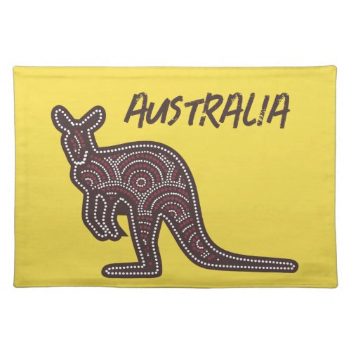 Kangaroo Aboriginal Mosaic  Cloth Placemat