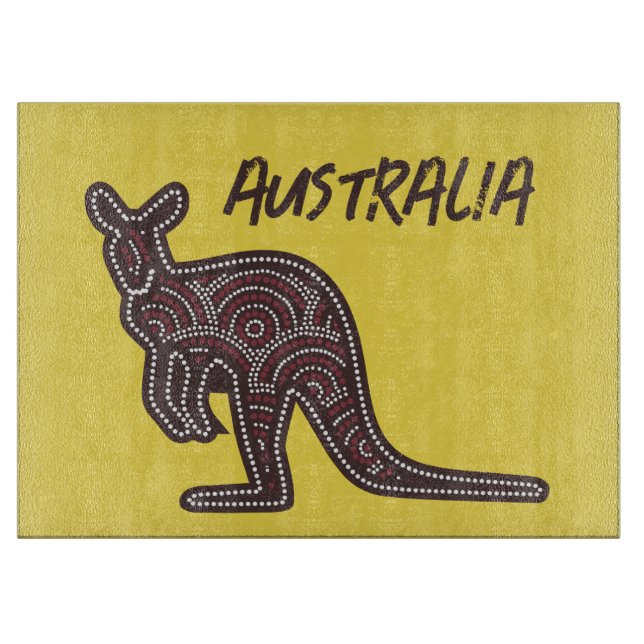 Kangaroo Aboriginal Mosaic  Cutting Board (Front)