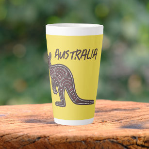 Kangaroo Aboriginal Mosaic   Latte Mug