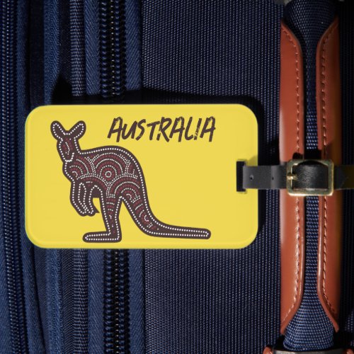 Kangaroo Aboriginal Mosaic  Luggage Tag