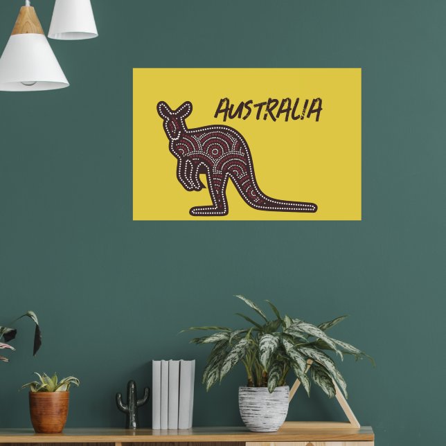 Kangaroo Aboriginal Mosaic  Poster (Living Room 1)