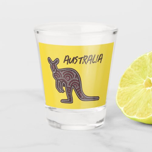 Kangaroo Aboriginal Mosaic  Shot Glass