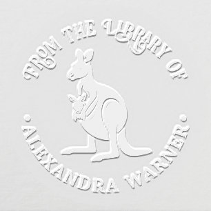 Kangaroo and Baby Joey Library Book Name Embosser