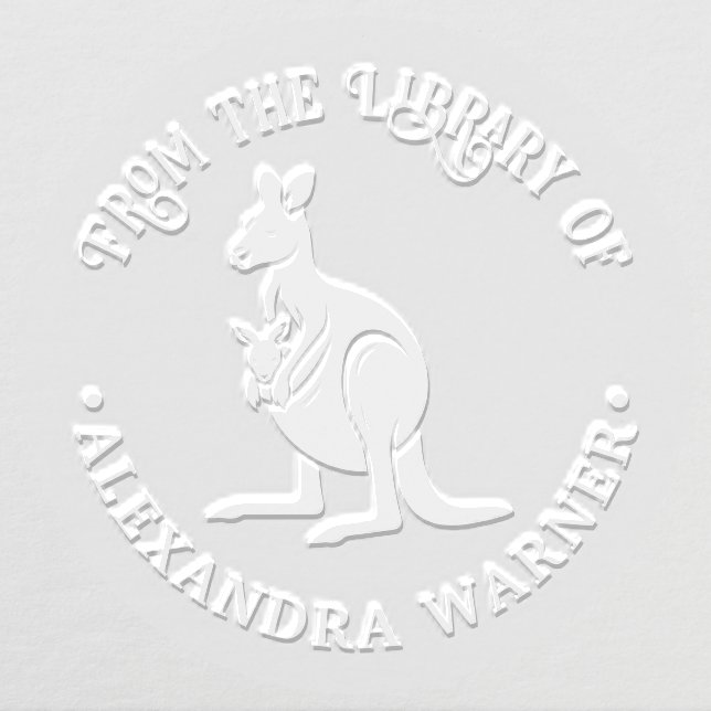 Kangaroo and Baby Joey Library Book Name Embosser (Design)