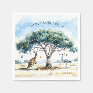 Kangaroo and Emu Christmas Gumtree Baubles Napkins