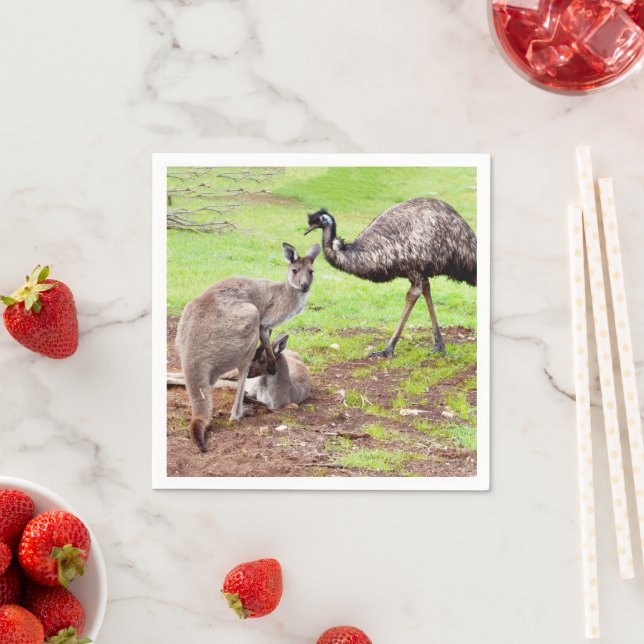 Kangaroo And Emu, Napkins (Insitu)