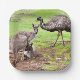 Kangaroo And Emu, Paper Plates
