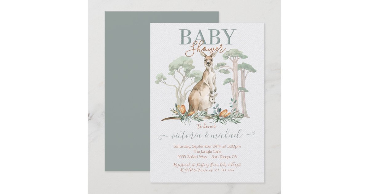 Kangaroo and Joey Baby Shower invitations Zazzle
