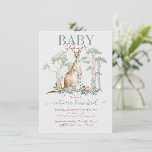 Kangaroo and Joey Baby Shower invitations Zazzle