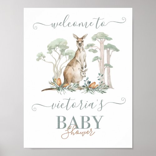 Kangaroo and Joey Baby Shower Welcome Sign