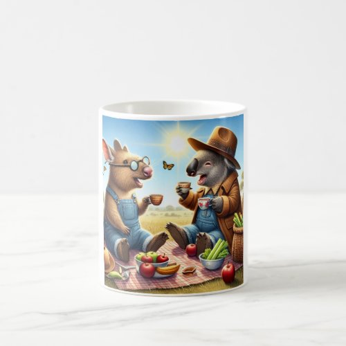 kangaroo and koala having a picnic  coffee mug