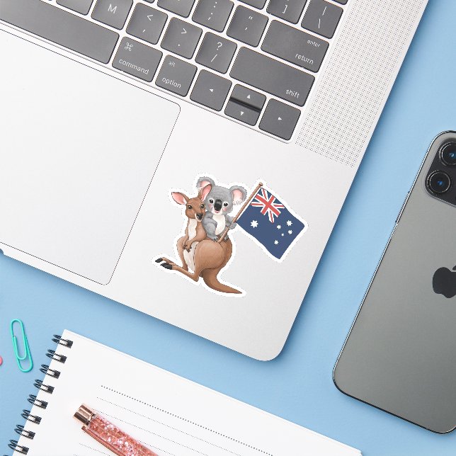 Kangaroo and Koala Sticker (Laptop w/ iPhone)