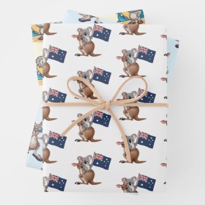 Kangaroo and Koala Wrapping Paper Sheets