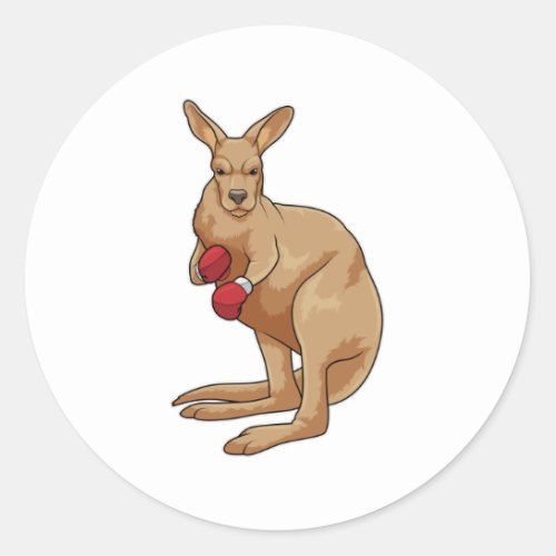 Kangaroo as Boxer with Boxing gloves Classic Round Sticker