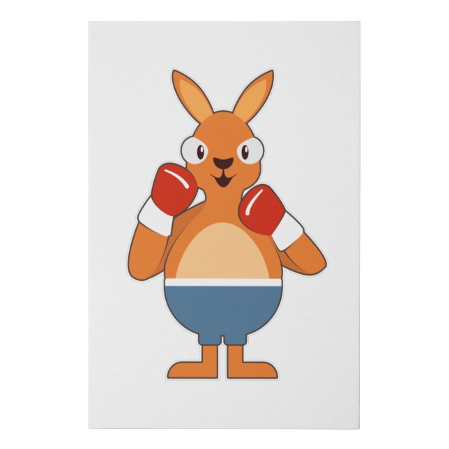 Kangaroo as Boxer with Boxing gloves Faux Canvas Print (Front)