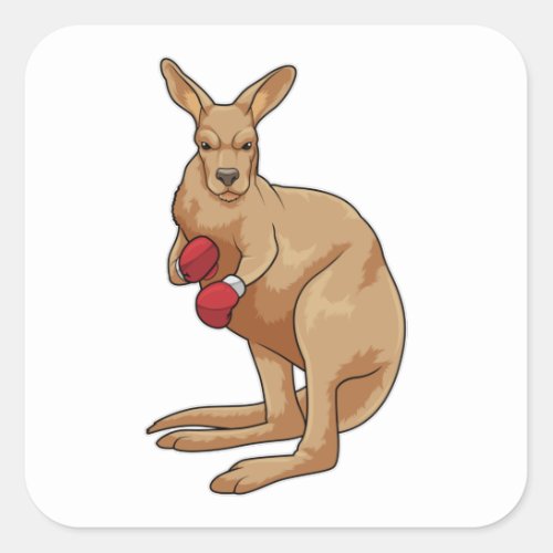 Kangaroo as Boxer with Boxing gloves Square Sticker