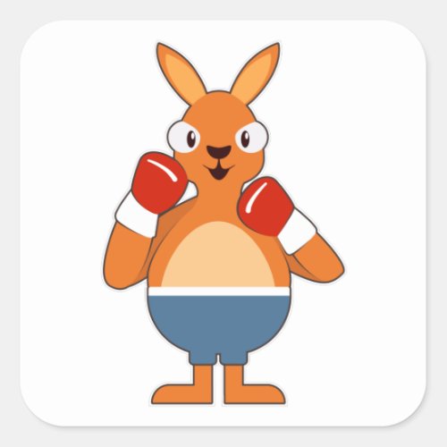 Kangaroo as Boxer with Boxing gloves Square Sticker