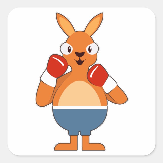 Kangaroo as Boxer with Boxing gloves Square Sticker (Front)