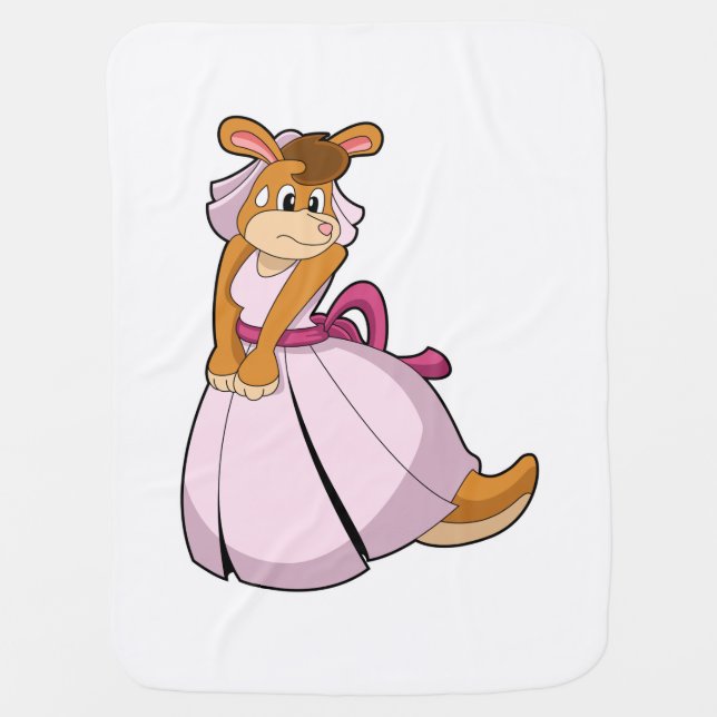 Kangaroo as Bride with Wedding dress Baby Blanket (Front)