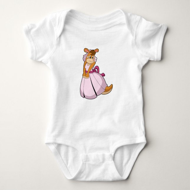 Kangaroo as Bride with Wedding dress Baby Bodysuit (Front)