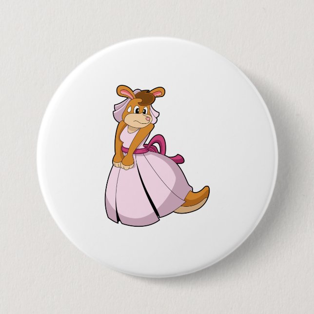 Kangaroo as Bride with Wedding dress Button (Front)