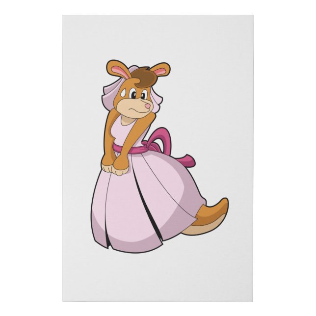 Kangaroo as Bride with Wedding dress Faux Canvas Print (Front)