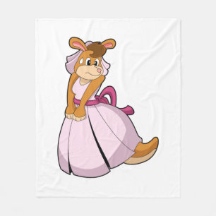 Kangaroo as Bride with Wedding dress Fleece Blanket